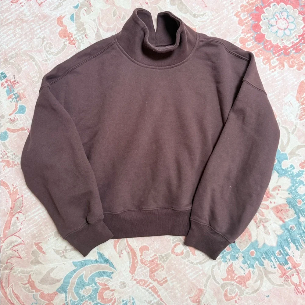 Abercrombie & Fitch Chocolate Brown Sweatshirt mock neck - Picture 1 of 4